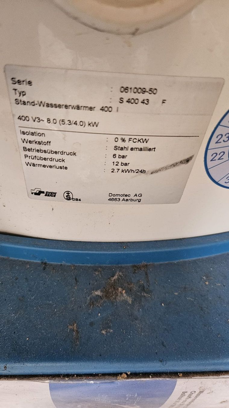Sanitari: Domotec 400ltr Boiler – Usato da Luzern venduto da sprudelkoenig 1