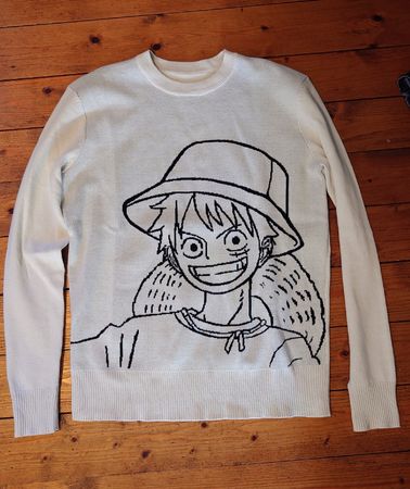 One Piece Pullover weiss mit Luffy Grösse M