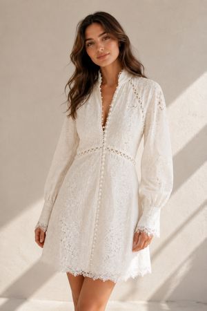 Zimmermann Kleid Weiss Grösse 2 Stickerei