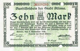Altona 10 Mark SN rot 02.11.1918 VZ+-VZ++