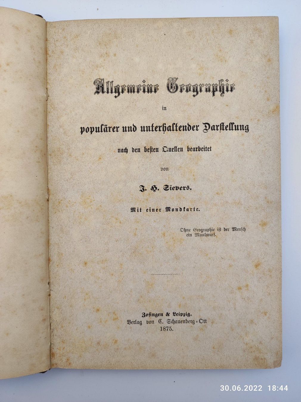 Libri: GEOGRAPHIE - MOND - 1875 – Usato da Goldach venduto da Gaip 1