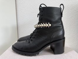 Jimmy Choo Stiefel Boots Cruz 65 Schwarz Leder Perlen Gr.40