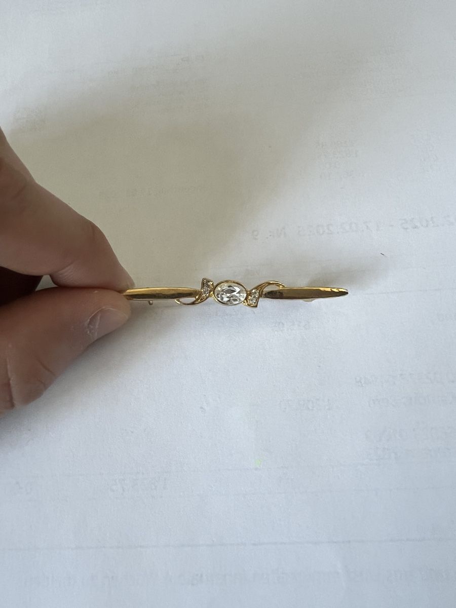Spille & Fermagli: Elegante Brosche Goldfarben mit Strasssteinen – Usato da Roggwil BE venduto da adler78