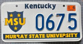 Kentucky USA Nummernschild MSU 0675 !