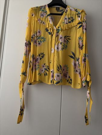 Bluse Damen Gelb Blumenmuster Grösse 40 guter Zustand