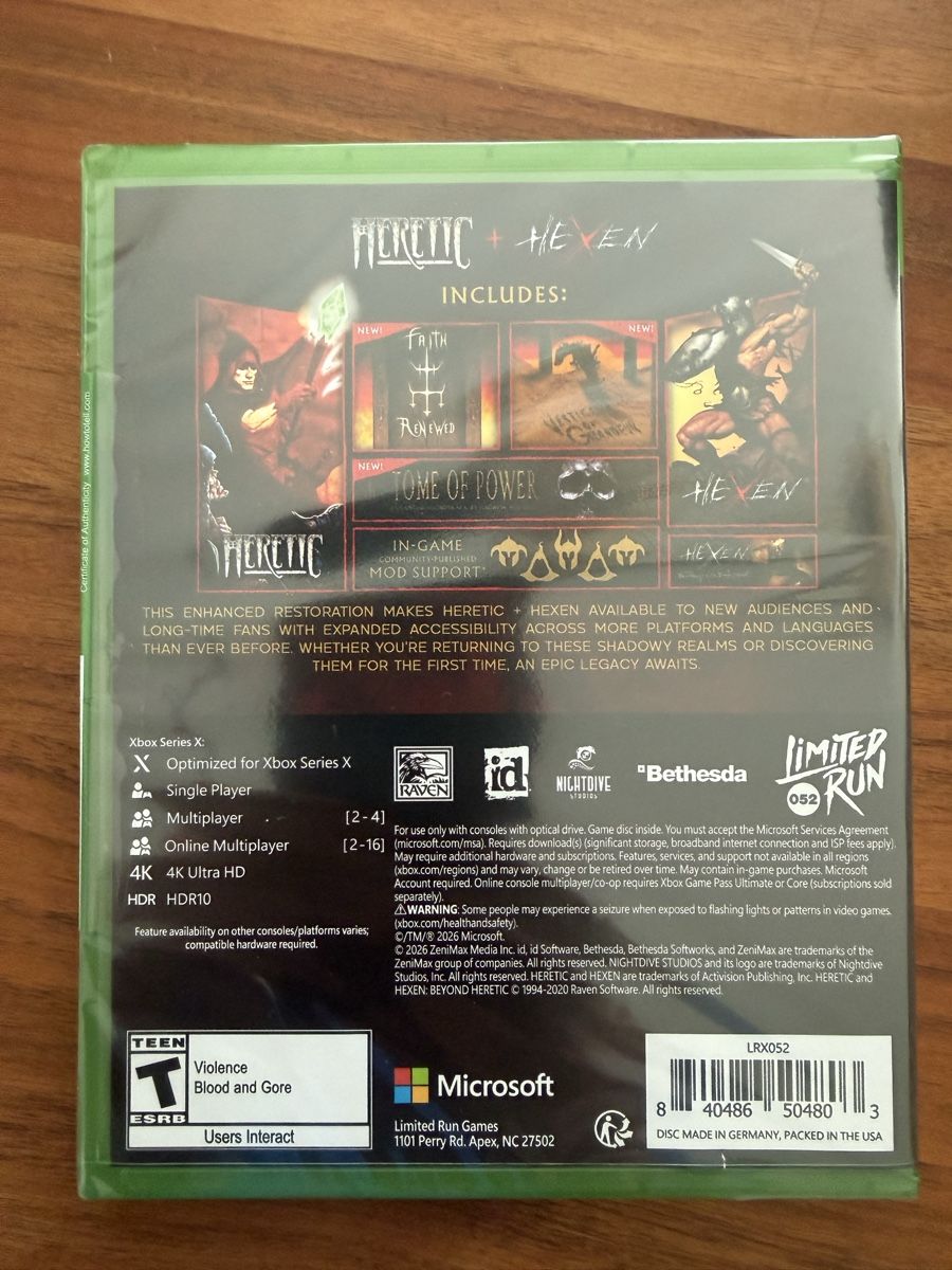 Microsoft Giochi: Heretic + Hexen Xbox Series X – Nuovo e nell'imballaggio originale da Dübendorf venduto da CellarSeller 1