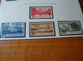 Satz Gebäude Völkerbund, Überdruck SdN/BIT 1938 , sauber o