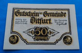 Deutschland: Notgeld 50 Pfennig Gemeinde Ditfurt 1921, UNZ.