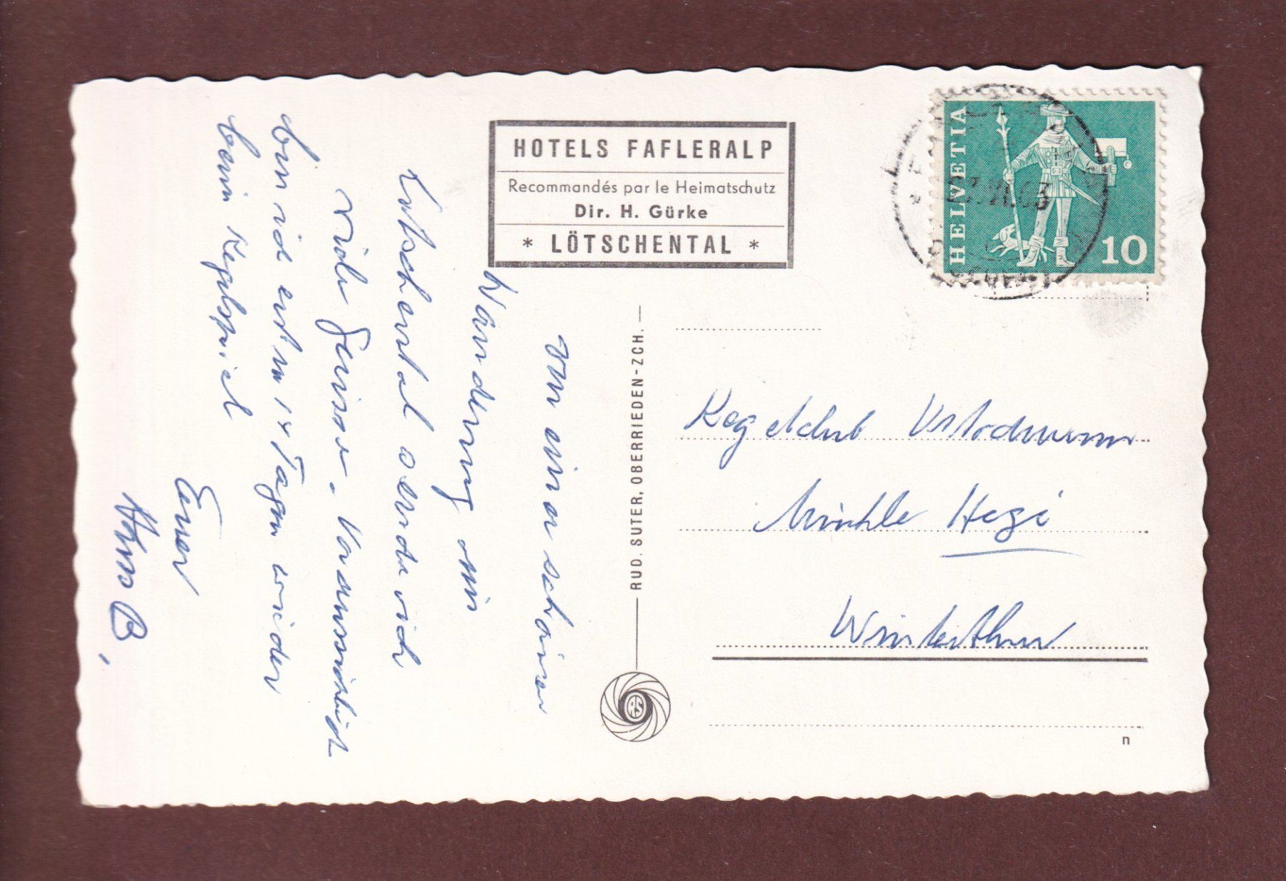 Cartoline postali: Lötschental - BIETSCHHORN - 1963 – Usato da Pully venduto da nicecards 1