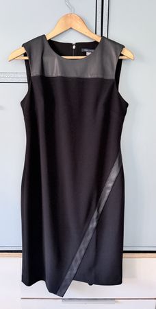 Tommy Hilfiger Etuikleid Gr. 10 (M/L) schwarz mit Kunstleder