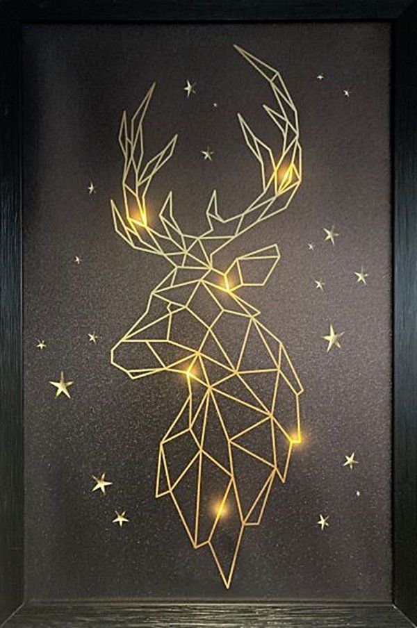 Poster & Bilder: LED Bild 40 x 60 cm Hirschkopf & Sterne – Neu und originalverpackt aus Wettingen von Swala 2