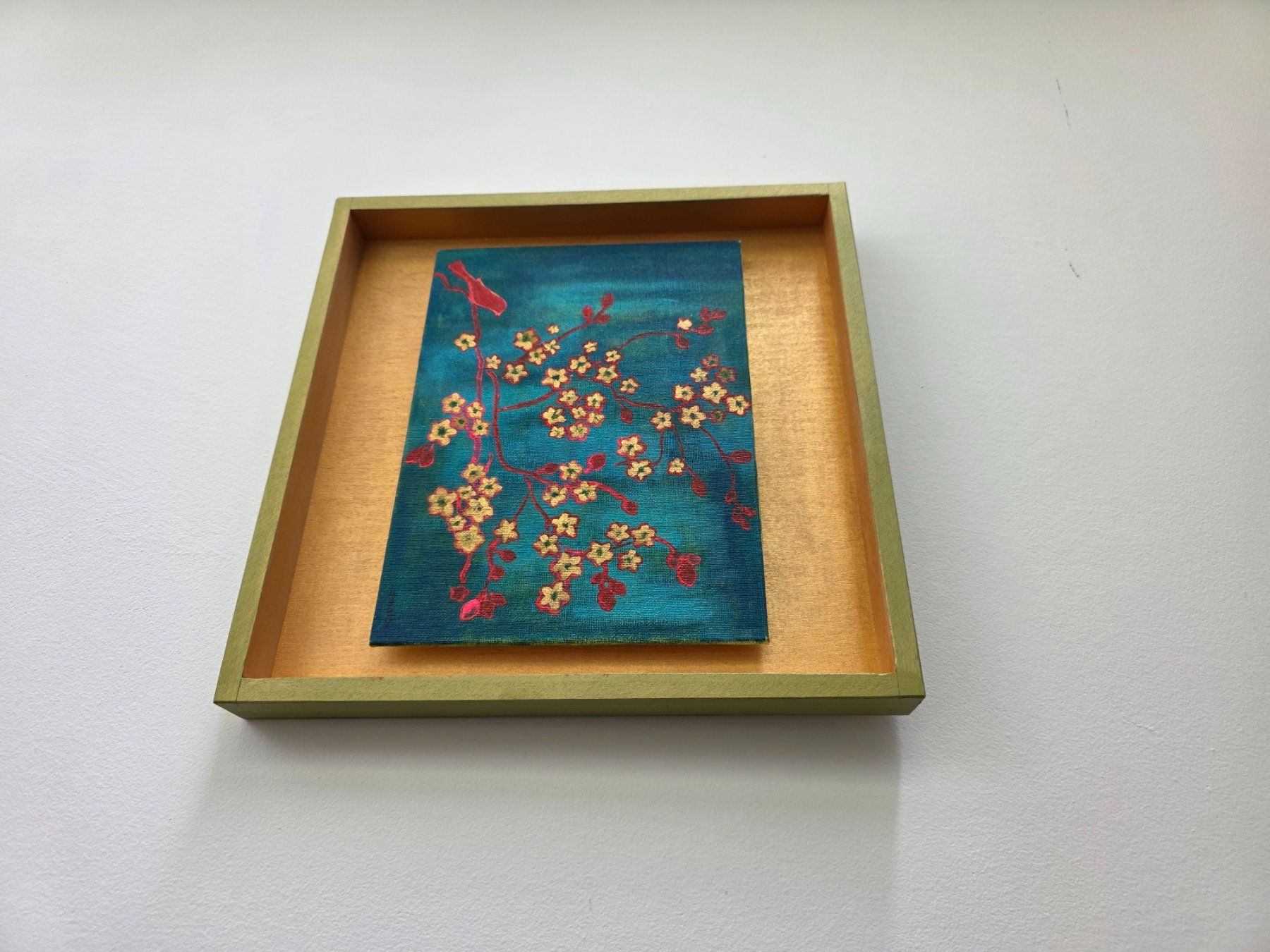 Lavagne: Tableau vert/doré d'oiseaux et de fleurs, parfait décor! – Nuovo (secondo la descrizione) da Schlieren venduto da Hope_2026 5