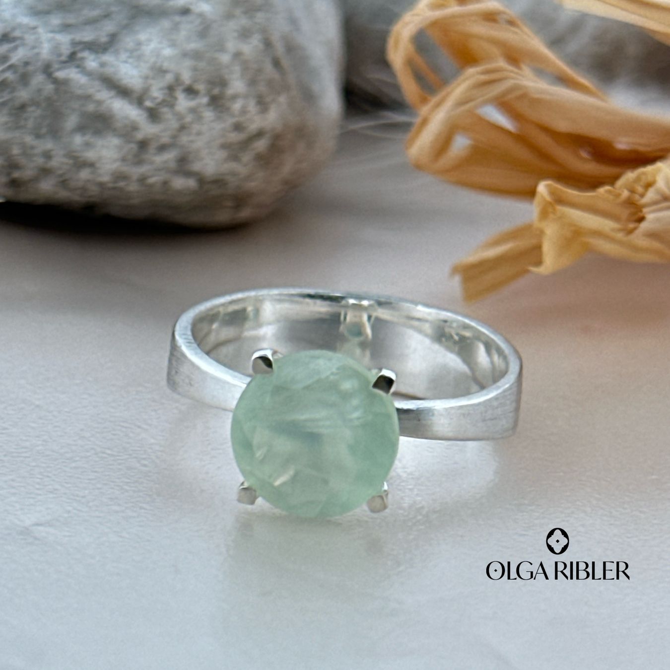 Olga Ribler Ringe: Silberring mit Prehnit, Gr. 63 – Neu (gemäss Beschreibung) aus Luzern von MonikaS03