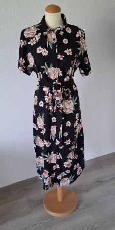 Kleid schwarz-bunt Grösse 34 mit Blumenprint neu