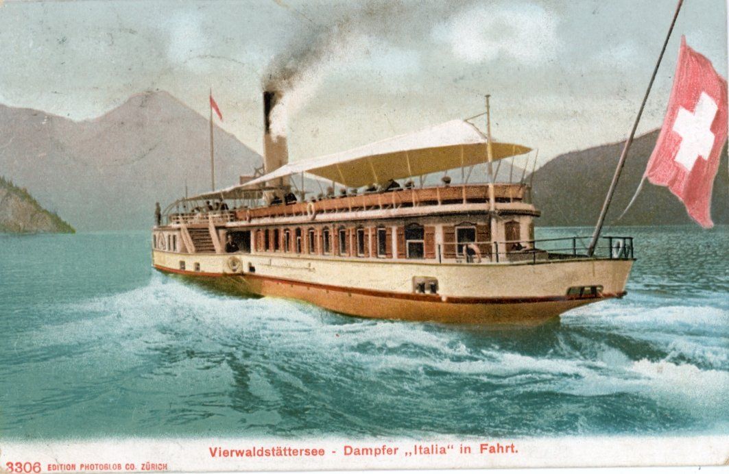 Ansichtskarten: Vierwaldstättersee   UR  -  Dampfschiff  " ITALIA "  um 1907 – Gebraucht aus Brig von Valcards54