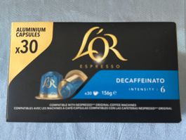 Quatre boîtes de Capsules L'OR Espresso Decaffeinato x30
