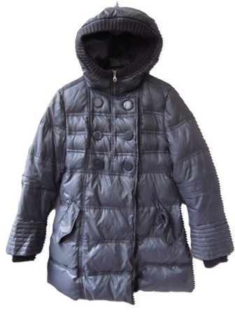 Gr. 36 BENETTON warme Daunenjacke grau mit Abnutzungen