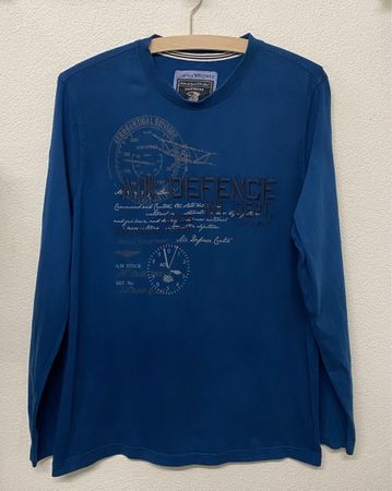 Herren Shirt Langarm L/XL petrolblau, Top Zustand