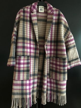 Manteau SEMI COUTURE, 75% laine franges, taille XS