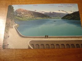 Karte Der Stausee im Wäggital, 1926, farbig gelaufen
