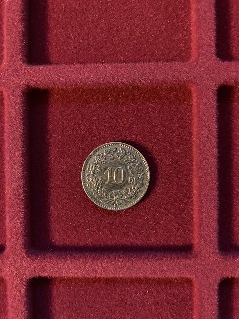 Alle Münzen: 10 Rp. 1918 Messing – Gebraucht aus Waldstatt von Salae