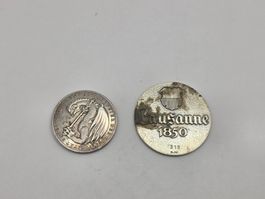 Zwei Medaillen Basel 1460-1960 und Lausanne 1850 gebraucht