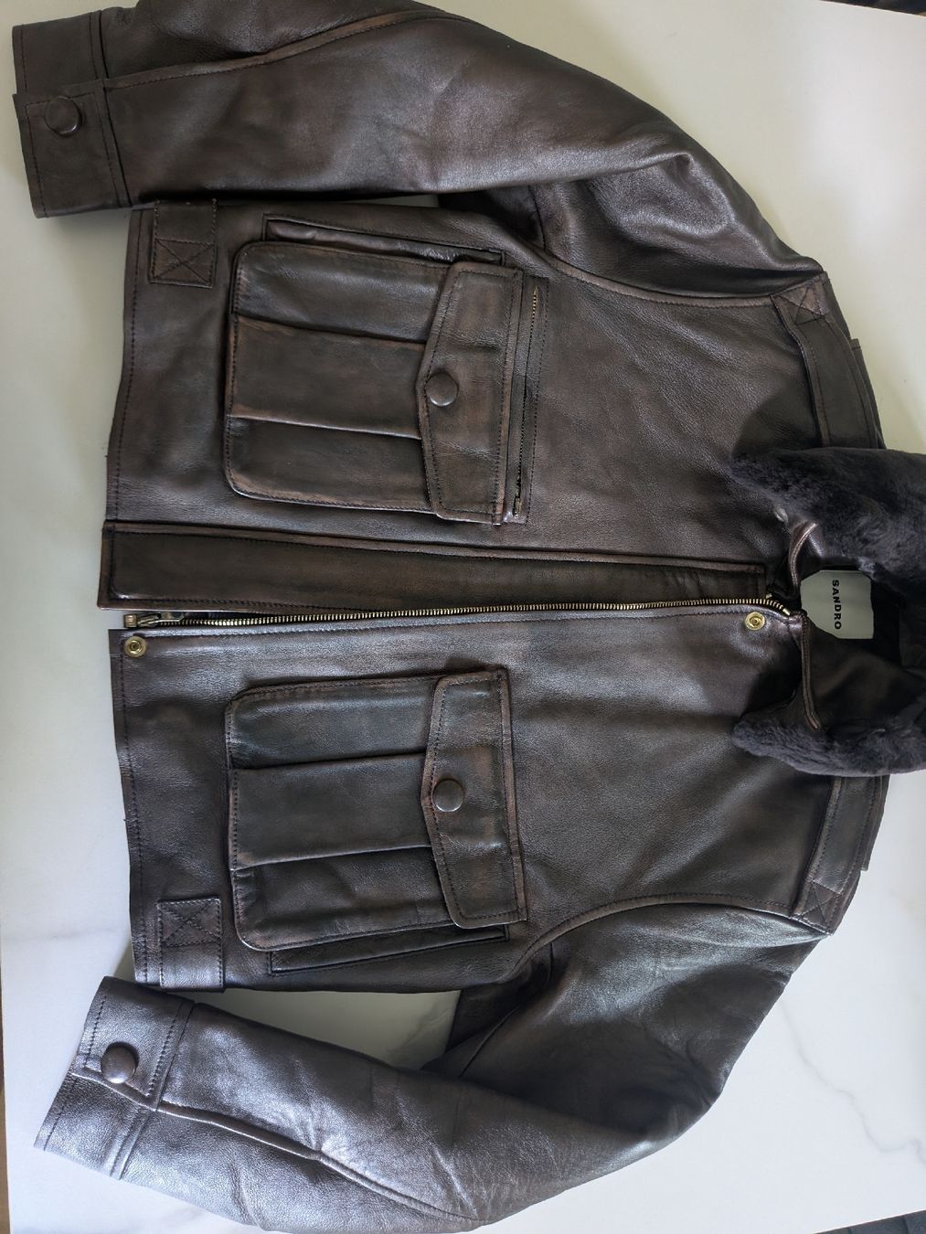 Sandro Jacken: SANDRO PARIS vintage brown leather jacket – Neu (gemäss Beschreibung) aus Vevey von ste_d5zv 2