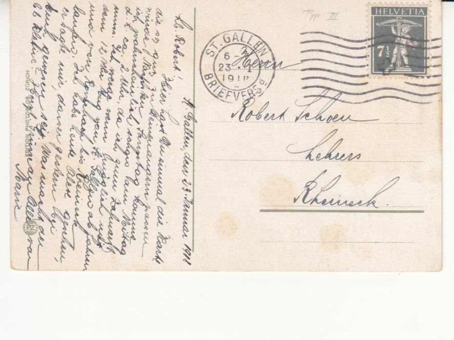 Cartoline postali: St. Gallen 1918 – Usato da Bürglen TG venduto da StampGraf 1