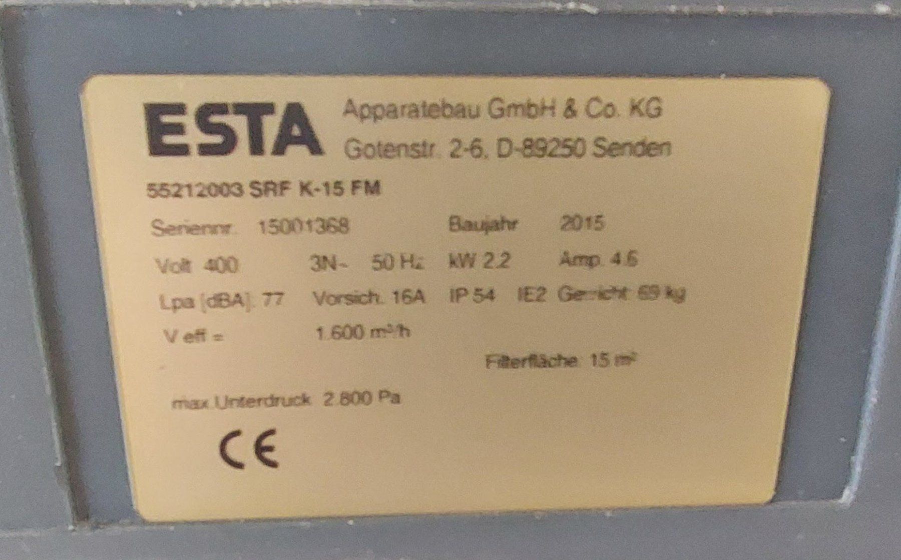 Aspirapolveri & Accessori: Industrieabsauganlag ESTA SRF K-15 – Usato da Weite venduto da SEWEITE76 3