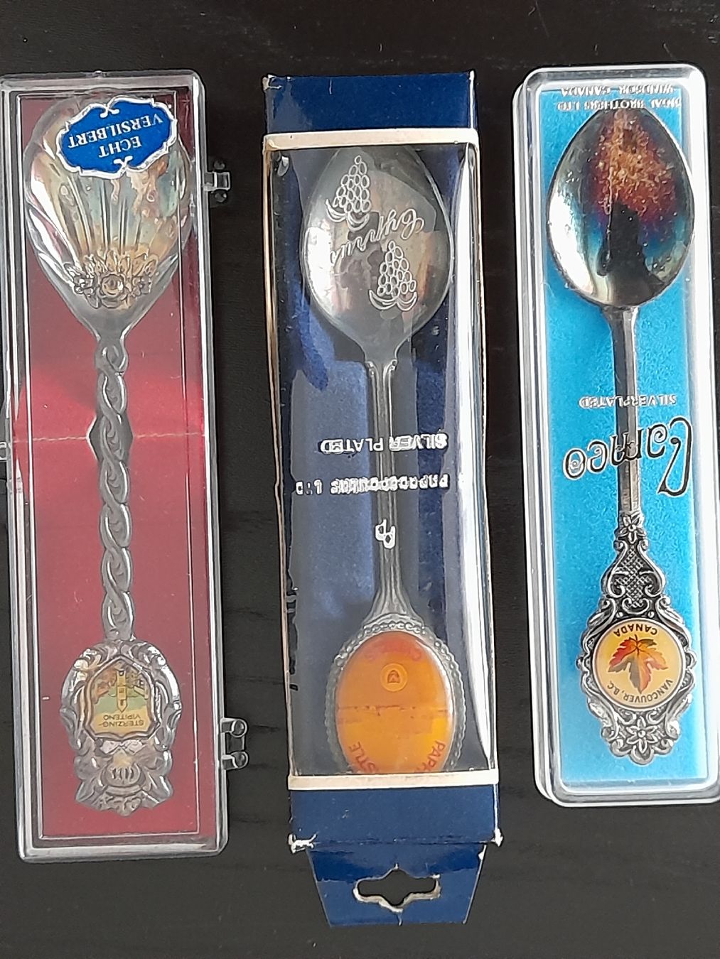 Löffel: Souvenir Loeffel Set 3 Stuck Sterling Silber plated – Neu und originalverpackt aus Winterthur von Ufff512