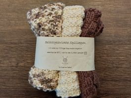 3 Stück Spüllappen Abwaschlappen handgestrickt neu