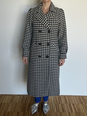 Damen-Mantel blau-beige kariert neuwertiger Zustand