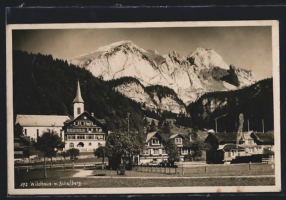 Cartoline postali: Wildhaus, Ortspartie mit Kirche und Scha – Usato da Berlin venduto da bartko-reher