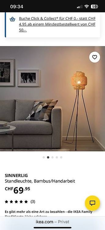 SINNERLIG Standleuchte/Stehleuchte von IKEA zu verkaufen (Gebraucht) in  Wildberg fr CHF 46  nur Abholung auf Ricardo kaufen
