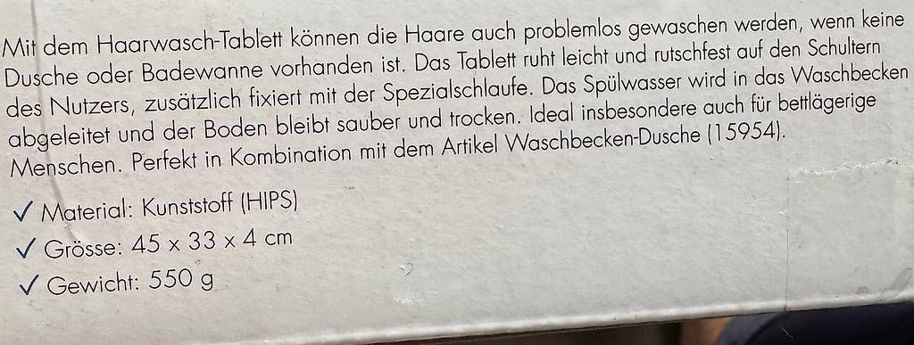 Docce: Haarwasch-Tablett – Nuovo e nell'imballaggio originale da Winterthur venduto da UGRO 1