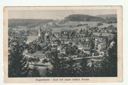 Postkarte Degersheim Dorf mit Neuer Katholische Kirche 1924