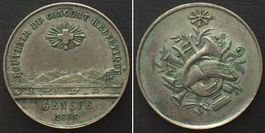 GENEVE. Souvenir du Concert Helvetique 1856 argent 25mm SUP