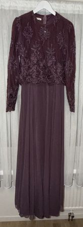 Abendkleid Faracco violett mit Spitze Grösse XL