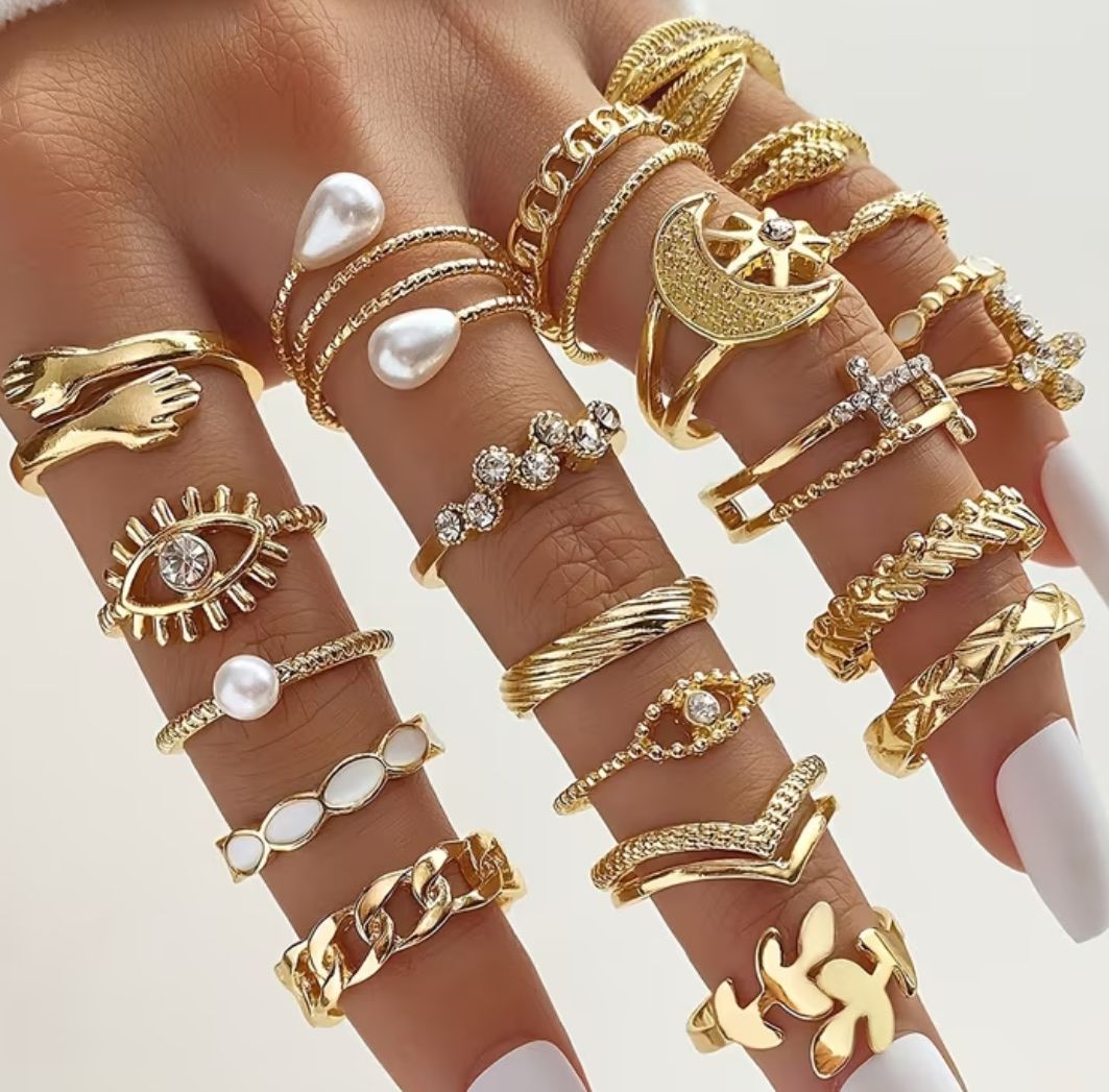 Anelli: 23 Goldfarbend Ringe Set, Modeschmuck, verschiedene Designs! – Nuovo e nell'imballaggio originale da Uster venduto da SmartSales_zh