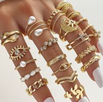 23 Goldfarbend Ringe Set, Modeschmuck, verschiedene Designs!
