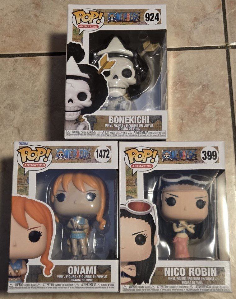 Funko Statuette: Funko Pop One Piece - Brook, Nami, Nico Robin - Set! – Usato da Figino venduto da Dylan.Mezza