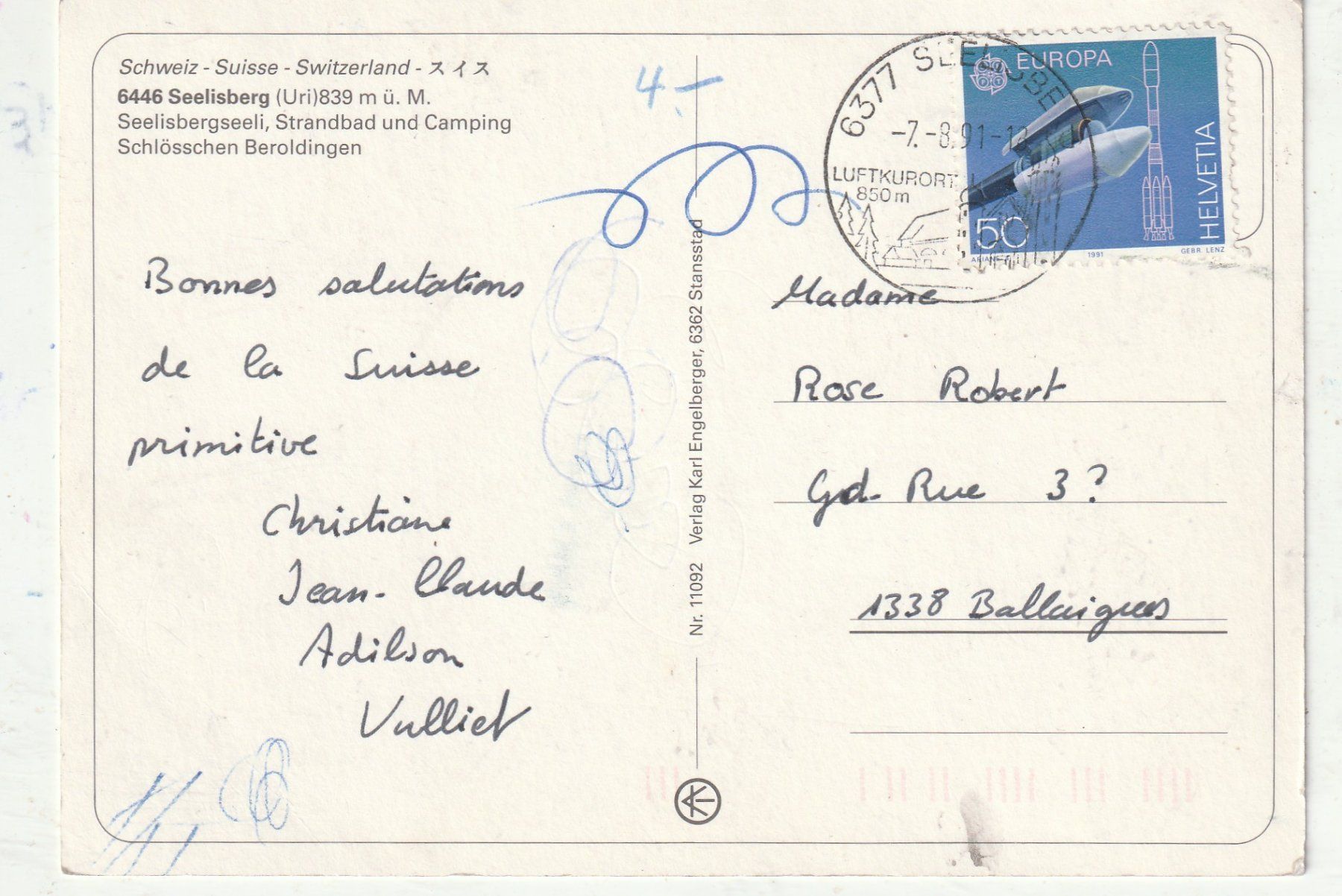 Cartoline postali: Seelisberg  MBK – Usato da Lumbrein venduto da made02 1