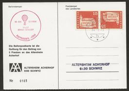 Ballon Schweiz 1973 Illgau Schwyz Luftpost
