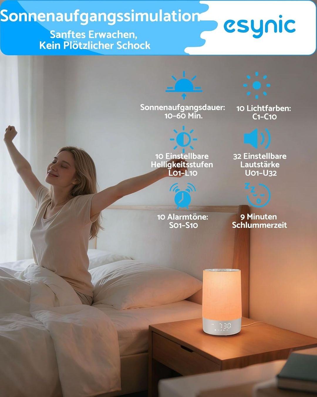 Sveglie: eSynic Lichtwecker White Noise 30 Sounds – Nuovo e nell'imballaggio originale da Suhr venduto da SchnapperCH 2