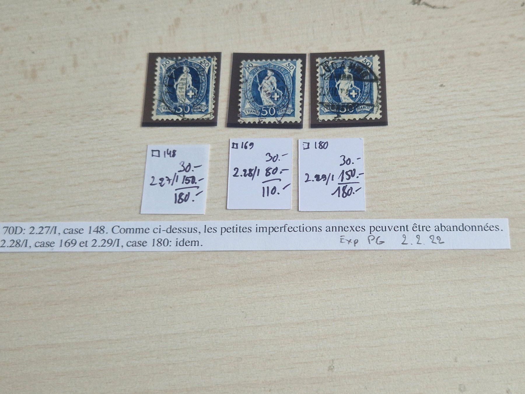 Tutti i francobolli: Stehende 70D, 3 St., unterschiedliche Plattenfehler, TOP – Usato da Burgdorf venduto da Glossy01