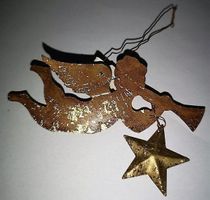 Christbaumanhänger Engel mit Oboe Metall