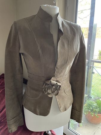 Morgan suede (leather) jacket with flower detail 36