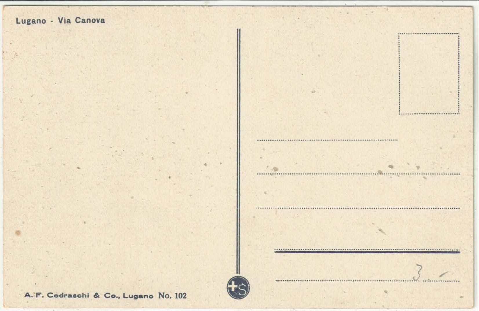 Cartoline postali: Lugano - Via Canova - animee - Litho – Usato da Ettingen venduto da Kartenplanet 1
