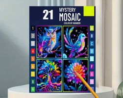 Malbuch-Mystery Mosaik-Tiere-Entspannung-kreativ-Kunst-