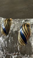 Boucles d'oreilles vintage bleues et plaqué or, clips